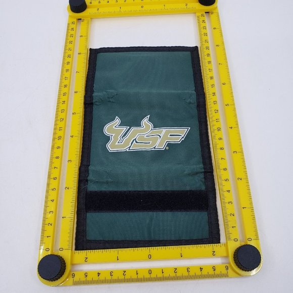 University of South Florida Bulls USF Logo Nylon Trifold Wallet Green Gold - Picture 9 of 10